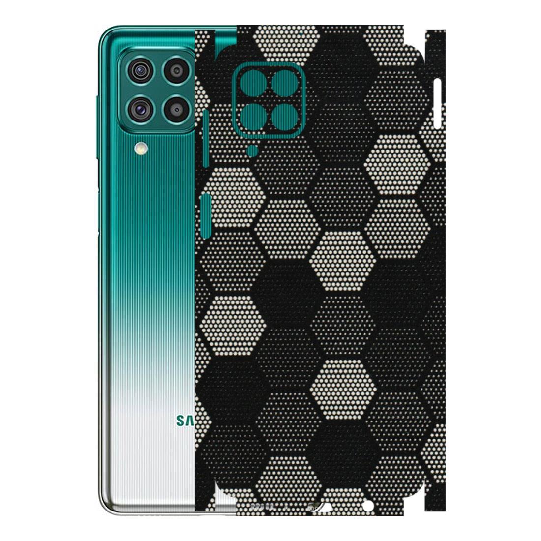 Samsung M/F/Note/Flip and C Phone Skins (All Models) - Black & White Dotted Honeycomb Texture - 3D Embossed Finish (L-202) Samsung Galaxy F62