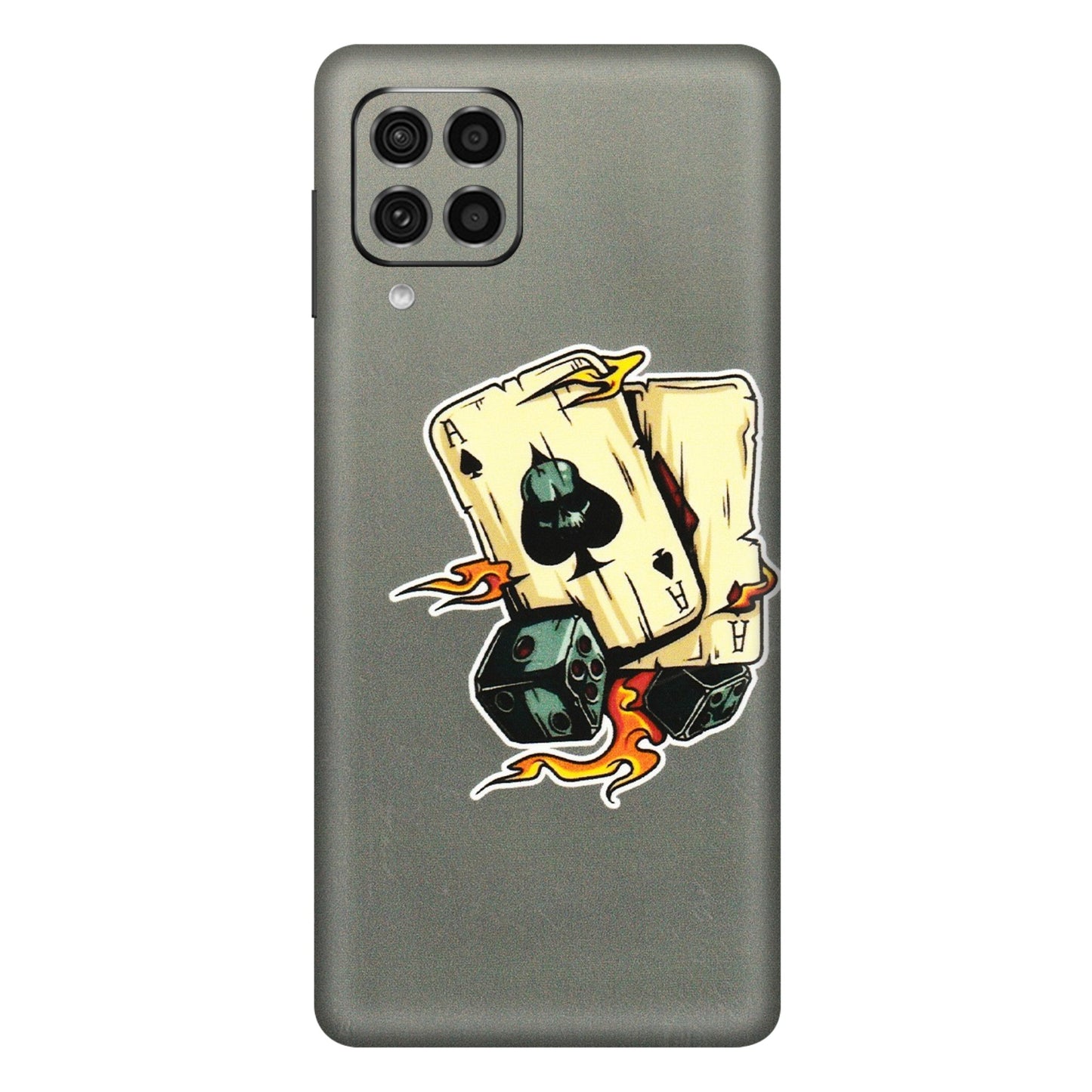 Samsung M/F/Note/Flip and C Phone Skins (All Models) - Grey Cards Of Ace - 3D Embossed Finish (L-77) Samsung Galaxy F62