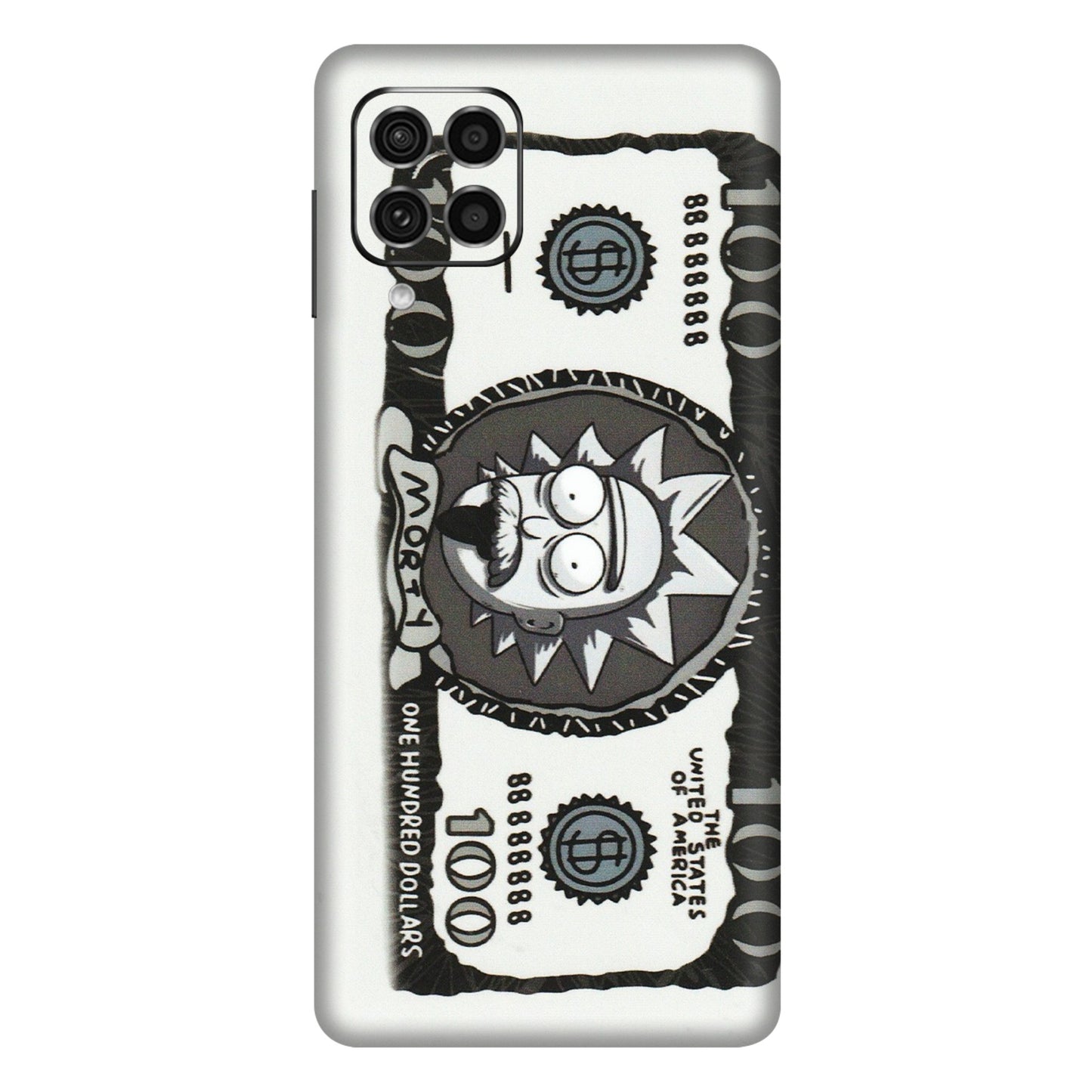 Samsung M/F/Note/Flip and C Phone Skins (All Models) - Rick And Morty Hundred Dollar Anime - Matte Finish (M-161) Samsung Galaxy F62
