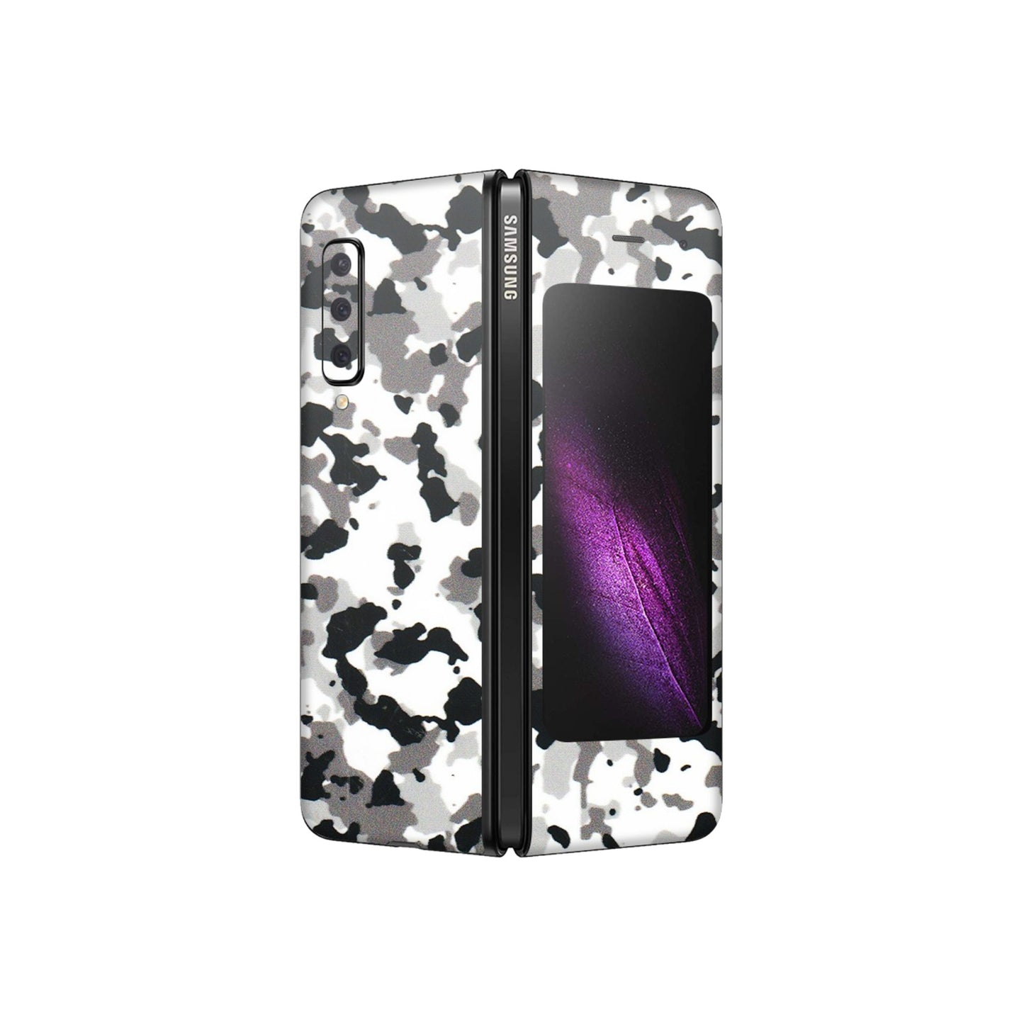Samsung M/F/Note/Flip and C Phone Skins (All Models) - White Black Camouflage - 3D Embossed Finish (L-18) Samsung Galaxy Fold