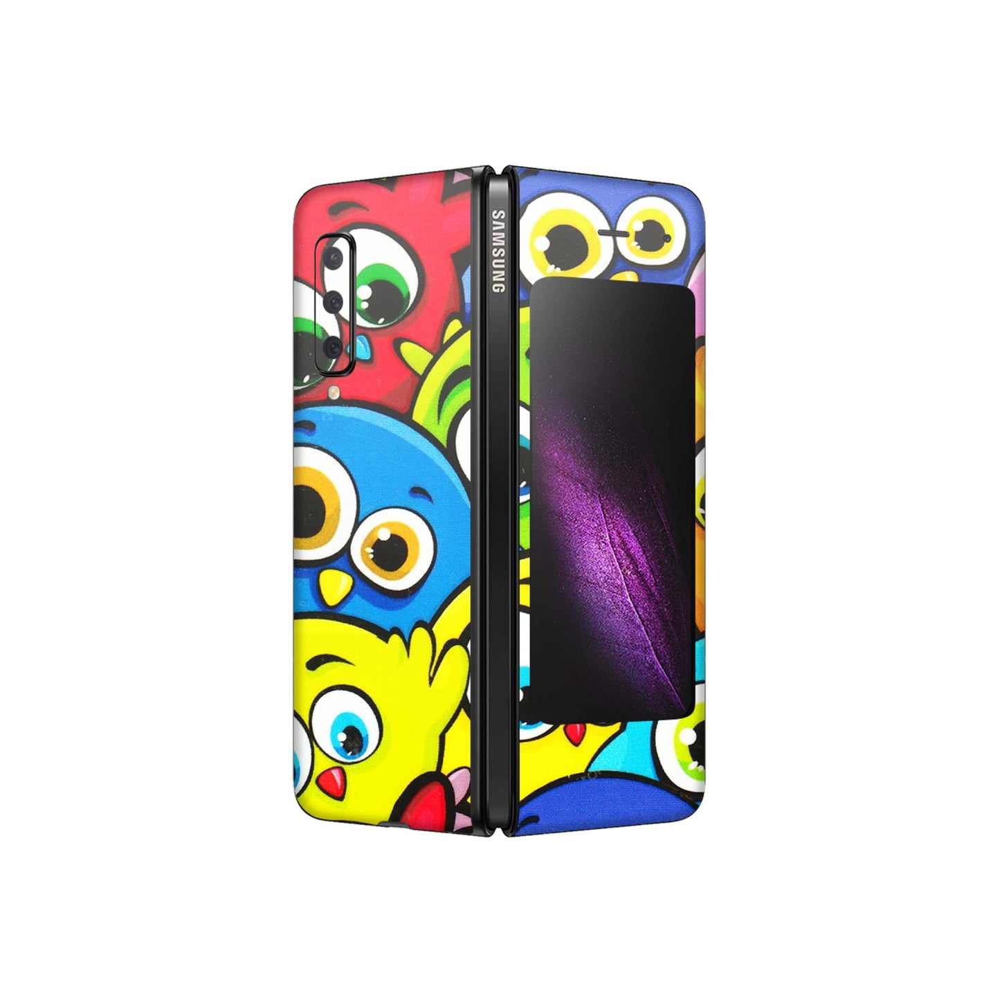 Samsung M/F/Note/Flip and C Phone Skins (All Models) - Cute Fluffy Birds - 3D Embossed Finish (L-213) Samsung Galaxy Fold