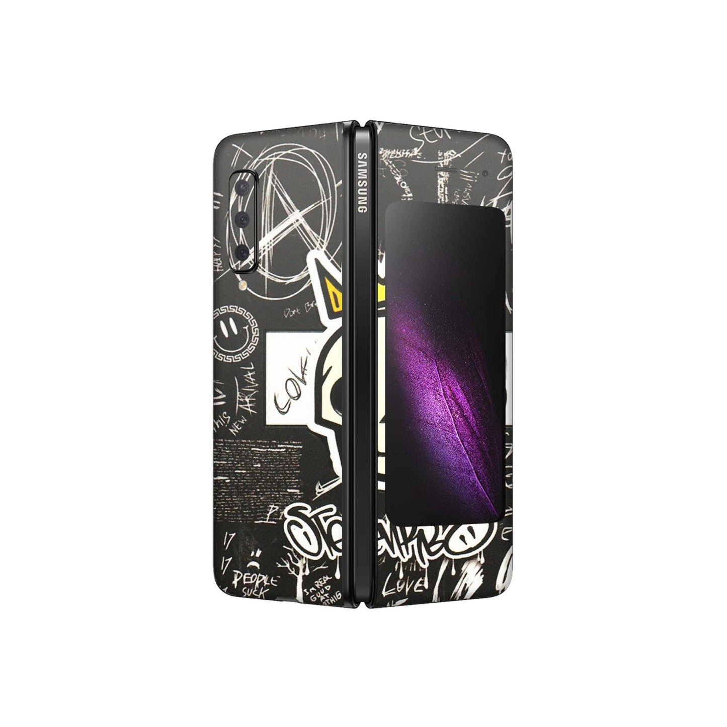 Samsung M/F/Note/Flip and C Phone Skins (All Models) - Funny Skull Black Chalk Grafitti - 3D Embossed Finish (L-22) Samsung Galaxy Fold