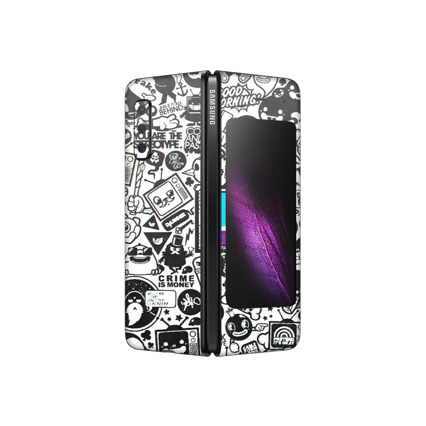 Samsung M/F/Note/Flip and C Phone Skins (All Models) - Doodles Positive Art - 3D Embossed Finish (L-263) Samsung Galaxy Fold
