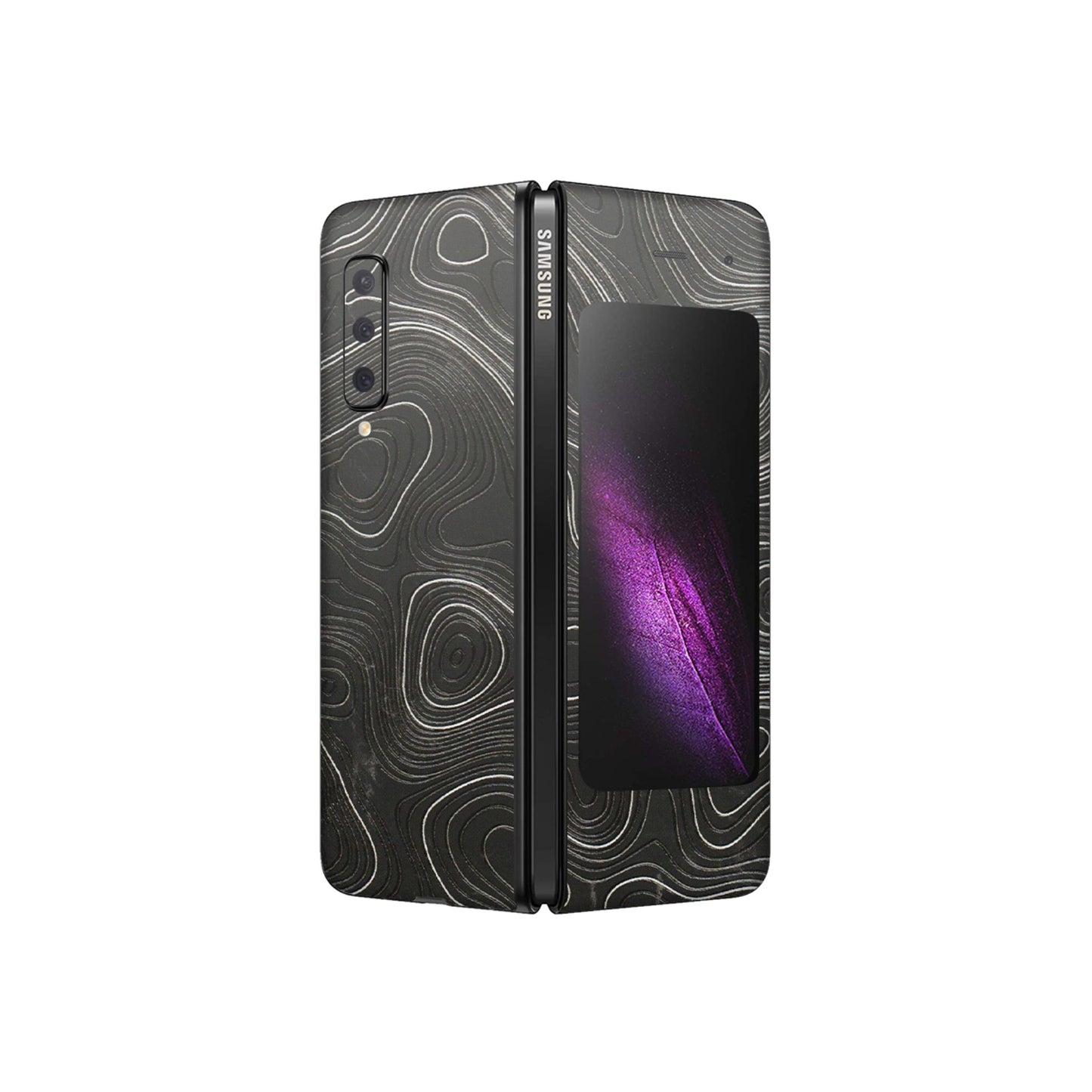 Samsung M/F/Note/Flip and C Phone Skins (All Models) - Abstract White Line Map - 3D Embossed Finish (L-269) Samsung Galaxy Fold