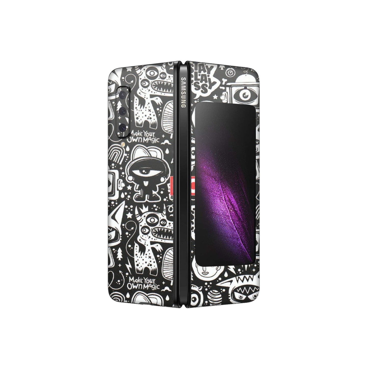 Samsung M/F/Note/Flip and C Phone Skins (All Models) - Dope Stay Classy Black Doodles - Matte Finish (M-126) Samsung Galaxy Fold