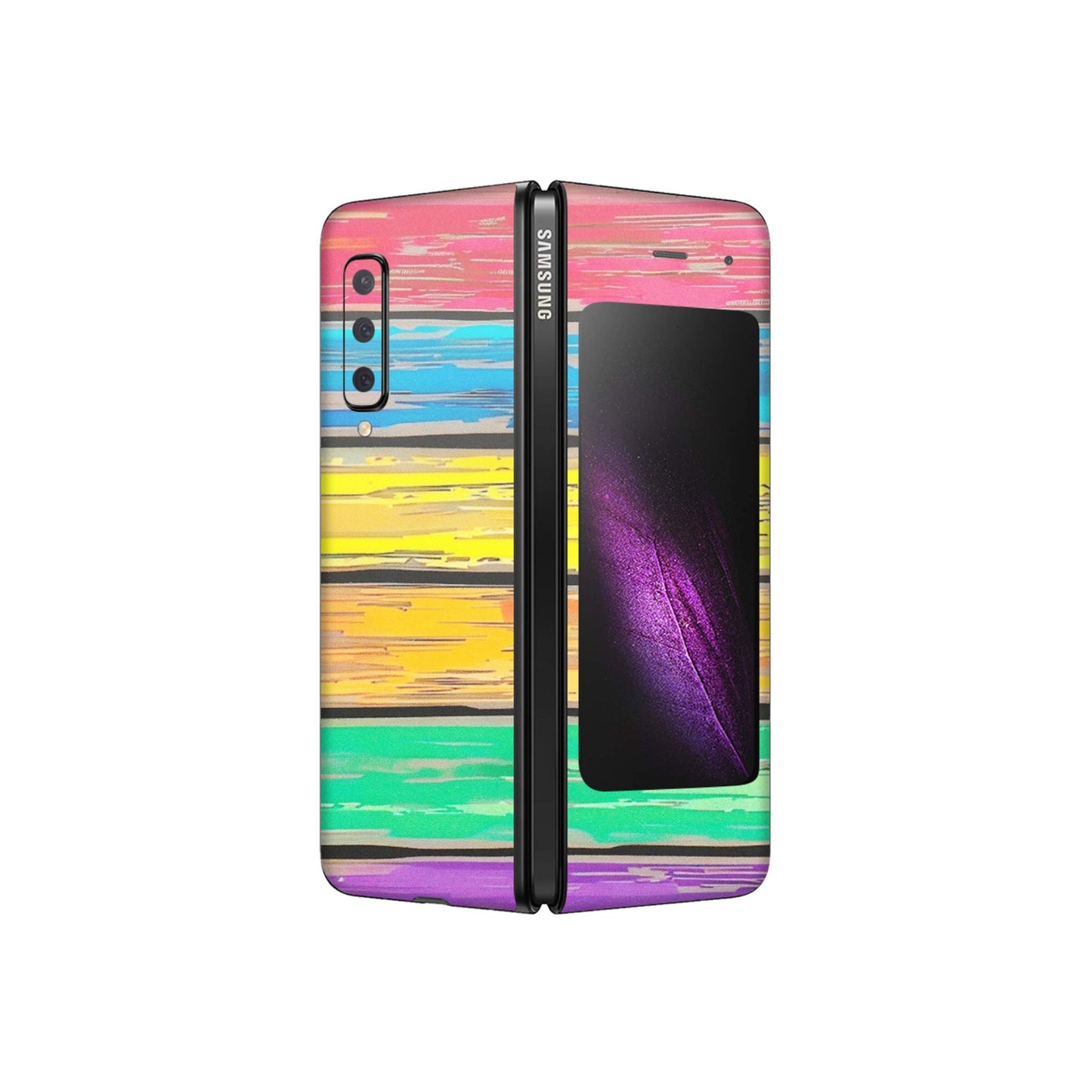 Samsung M/F/Note/Flip and C Phone Skins (All Models) - Multi Colour Wooden Wall - Matte Finish (M-96) Samsung Galaxy Fold
