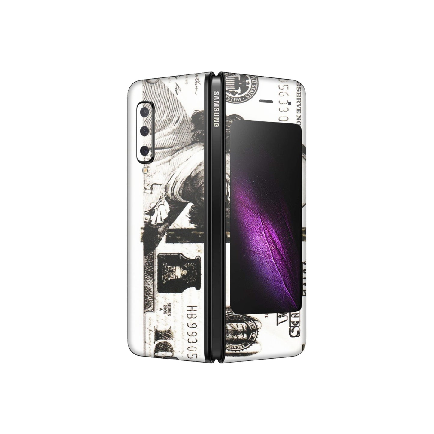 Samsung M/F/Note/Flip and C Phone Skins (All Models) - 100 Dollar Currency - Transparent Finish (T-01) Samsung Galaxy Fold