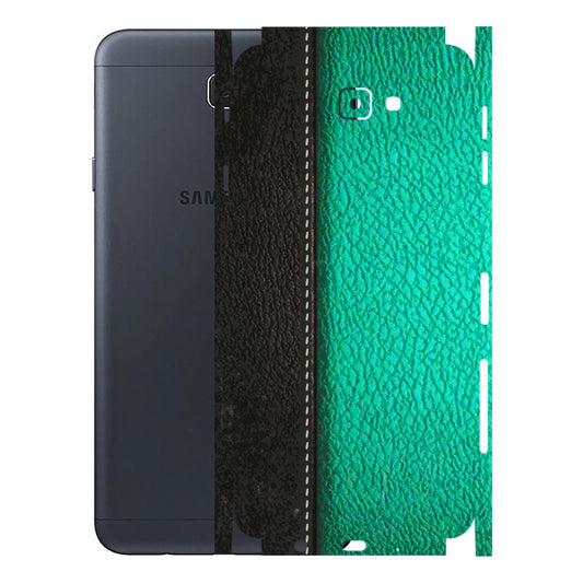 Samsung M/F/Note/Flip and C Phone Skins (All Models) - Black Green Dual Leather Stich - 3D Embossed Finish (L-233) Samsung Galaxy J7 Prime