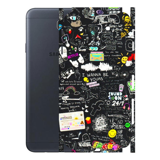 Samsung M/F/Note/Flip and C Phone Skins (All Models) - Black Creatives Doodles - 3D Embossed Finish (L-311) Samsung Galaxy J7 Prime