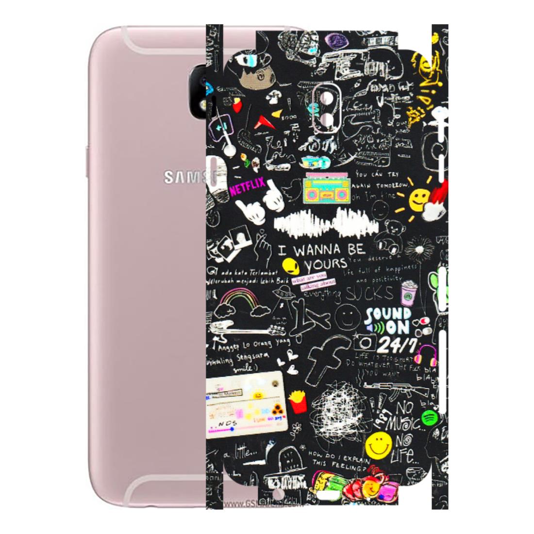 Samsung M/F/Note/Flip and C Phone Skins (All Models) - Black Creatives Doodles - 3D Embossed Finish (L-311) Samsung Galaxy J7 Pro