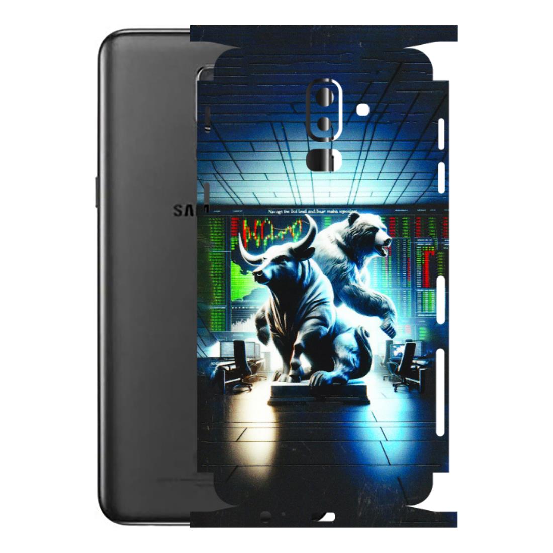 Samsung M/F/Note/Flip and C Phone Skins (All Models) - Stock Market Sensex Bear vs Bulls - 3D Embossed Finish (L-15) Samsung Galaxy J8 2018