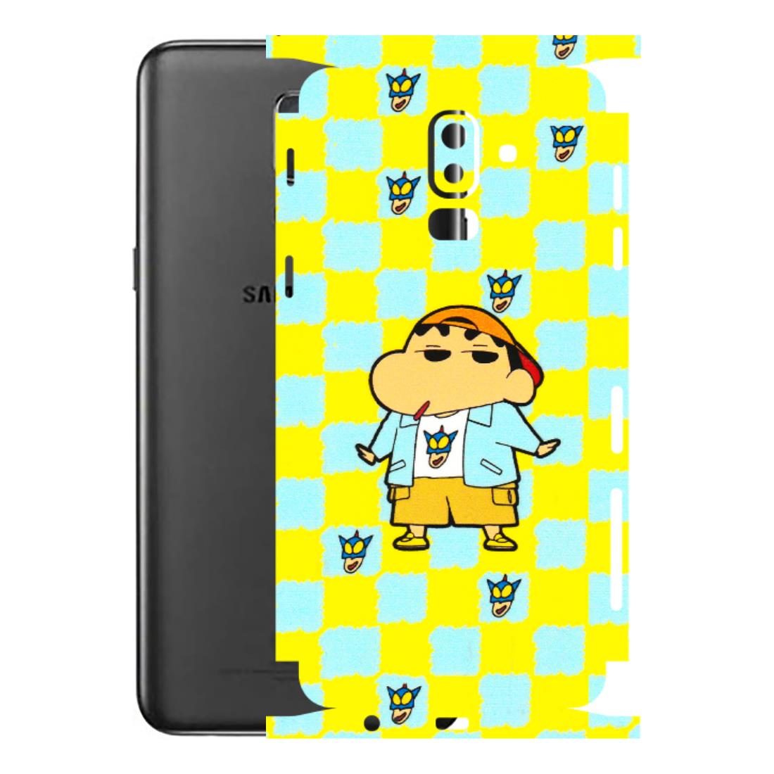 Samsung M/F/Note/Flip and C Phone Skins (All Models) - Yellow Blue Shinchan Cute - 3D Embossed Finish (L-221) Samsung Galaxy J8 2018