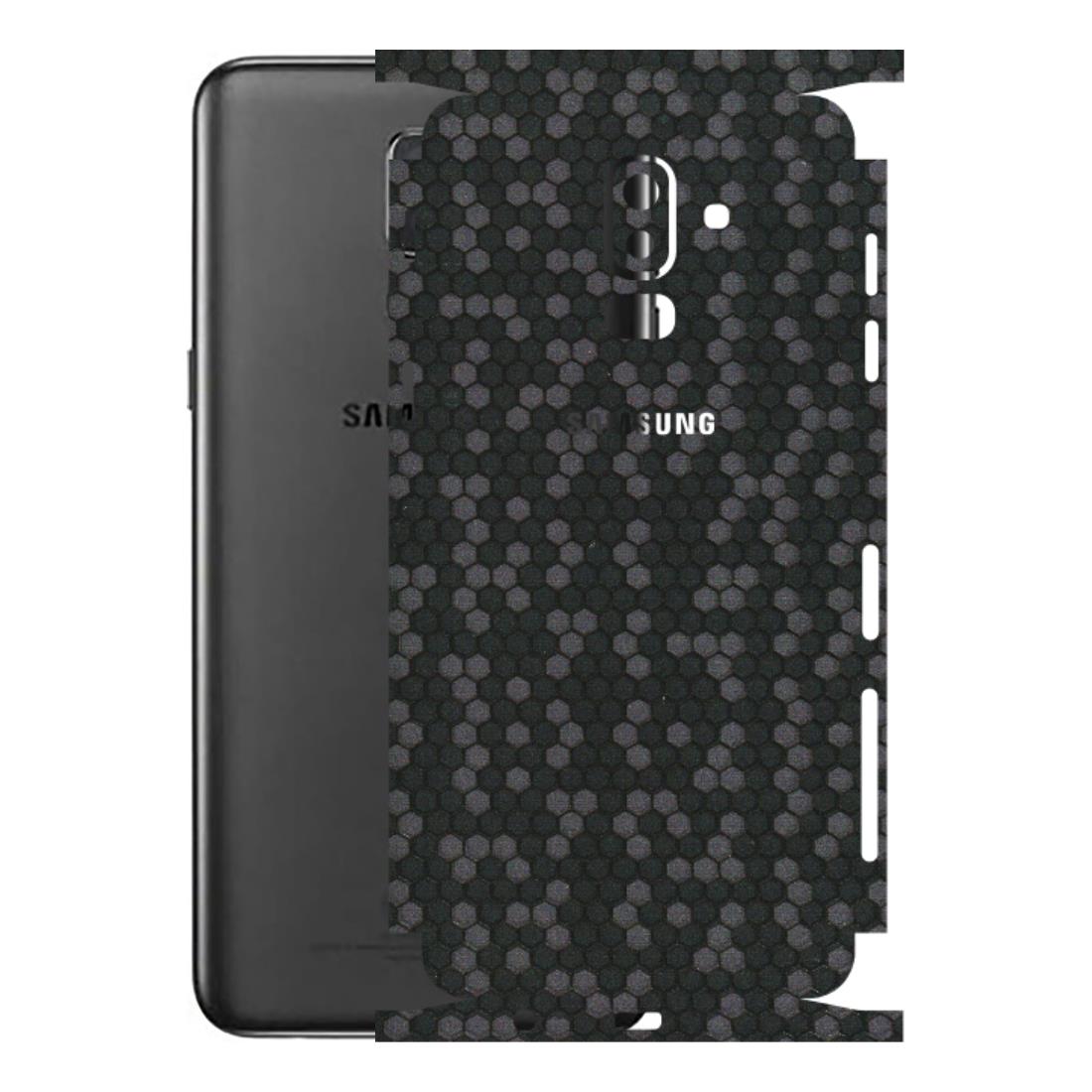 Samsung M/F/Note/Flip and C Phone Skins (All Models) - Black Grey Honeycomb Sober - 3D Embossed Finish (L-85) Samsung Galaxy J8 2018