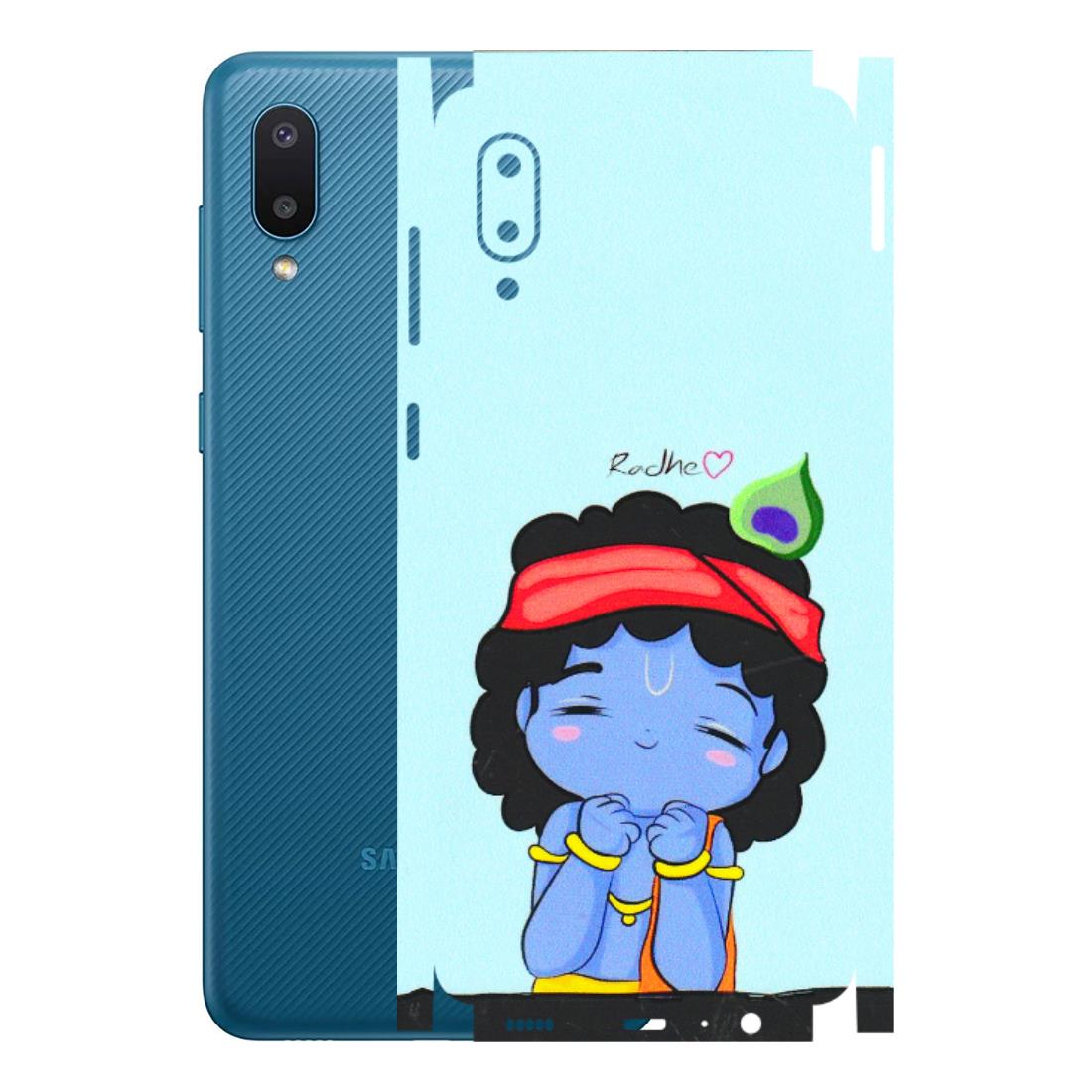 Samsung M/F/Note/Flip and C Phone Skins (All Models) - Radhe Radhe Cute Toon - 3D Embossed Finish (L-05) Samsung Galaxy M02