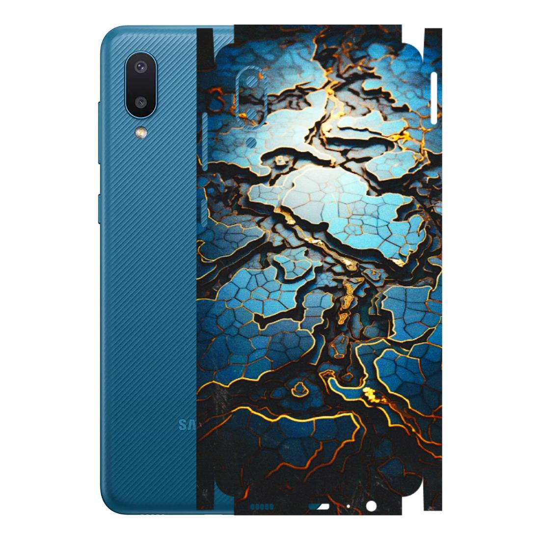Samsung M/F/Note/Flip and C Phone Skins (All Models) - Blue Gold Abstract - 3D Embossed Finish (L-11) Samsung Galaxy M02