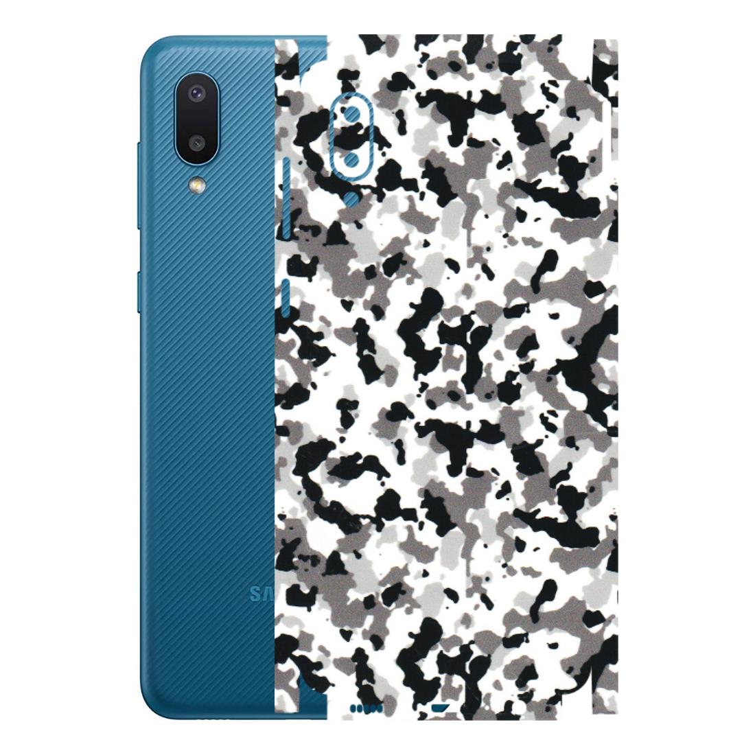 Samsung M/F/Note/Flip and C Phone Skins (All Models) - White Black Camouflage - 3D Embossed Finish (L-18) Samsung Galaxy M02