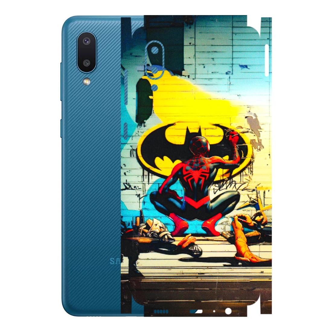Samsung M/F/Note/Flip and C Phone Skins (All Models) - New Spiderman Bat Logo - 3D Embossed Finish (L-309) Samsung Galaxy M02