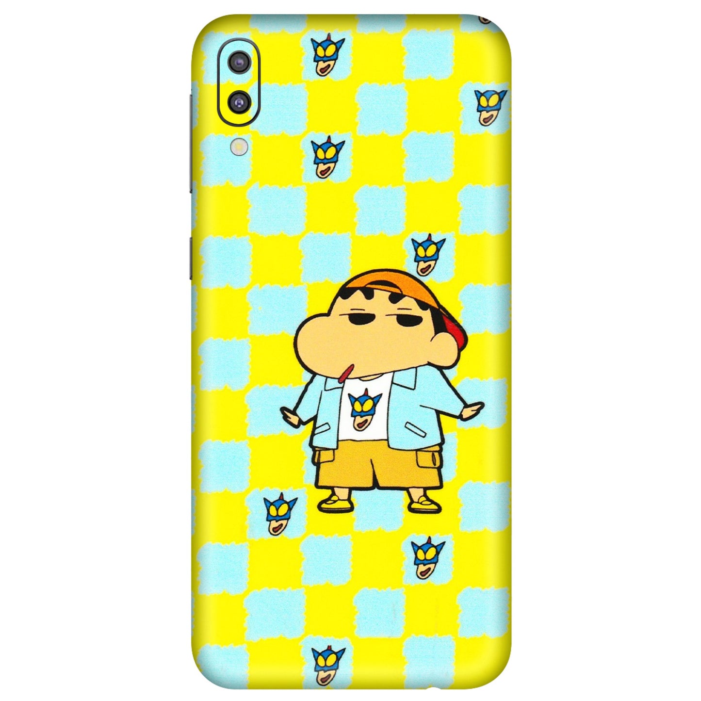 Samsung M/F/Note/Flip and C Phone Skins (All Models) - Yellow Blue Shinchan Cute - 3D Embossed Finish (L-221) Samsung Galaxy M10