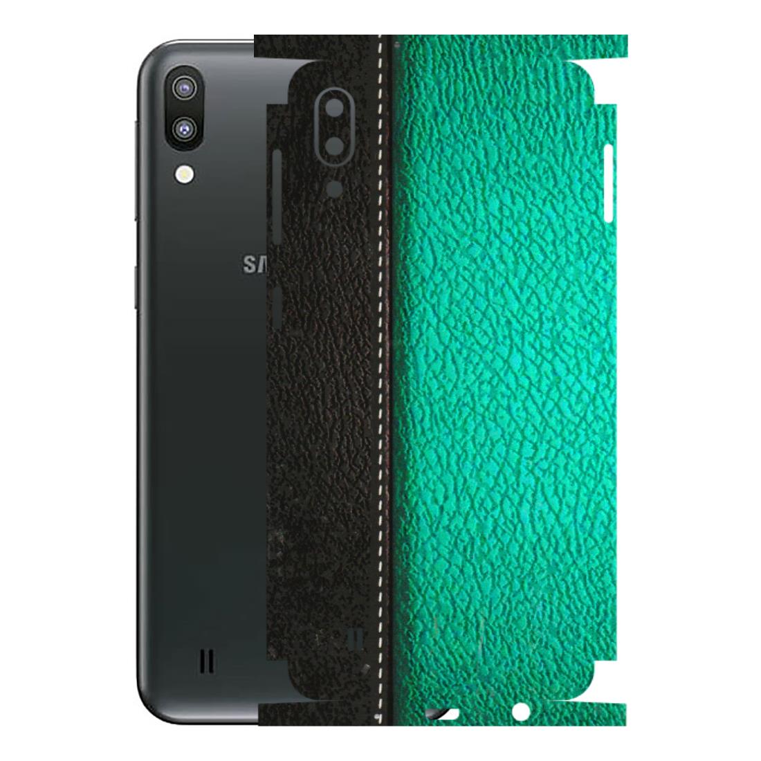 Samsung M/F/Note/Flip and C Phone Skins (All Models) - Black Green Dual Leather Stich - 3D Embossed Finish (L-233) Samsung Galaxy M10