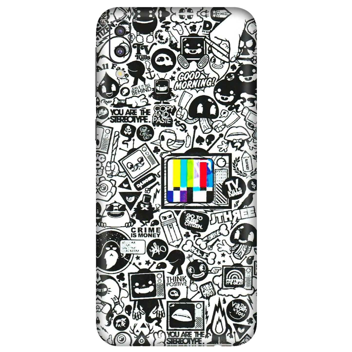 Samsung M/F/Note/Flip and C Phone Skins (All Models) - Doodles Positive Art - 3D Embossed Finish (L-263) Samsung Galaxy M10