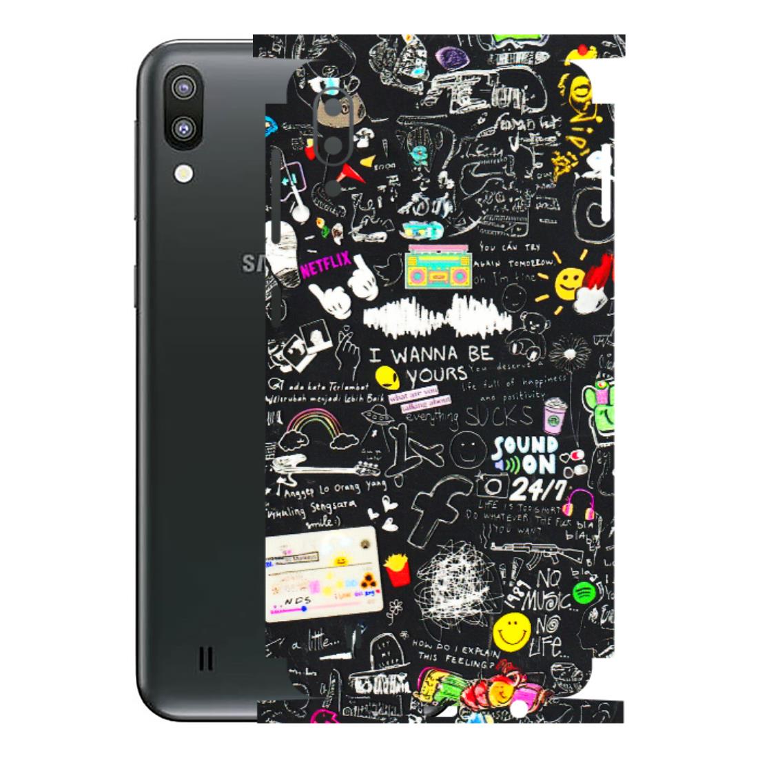 Samsung M/F/Note/Flip and C Phone Skins (All Models) - Black Creatives Doodles - 3D Embossed Finish (L-311) Samsung Galaxy M10