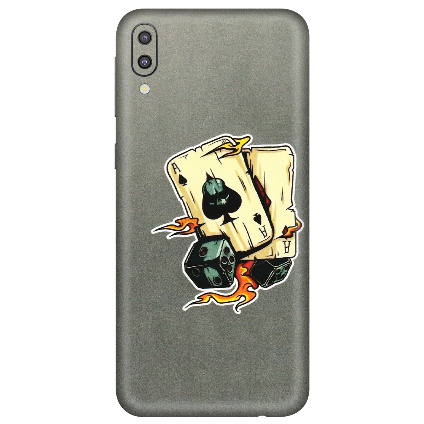 Samsung M/F/Note/Flip and C Phone Skins (All Models) - Grey Cards Of Ace - 3D Embossed Finish (L-77) Samsung Galaxy M10