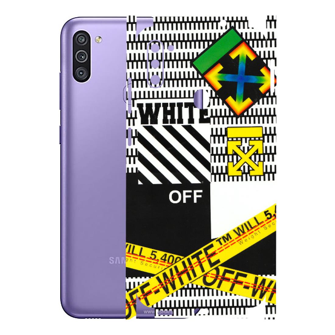 Samsung M/F/Note/Flip and C Phone Skins (All Models) - White Off Abstract - 3D Embossed Finish (L-172) Samsung Galaxy M11