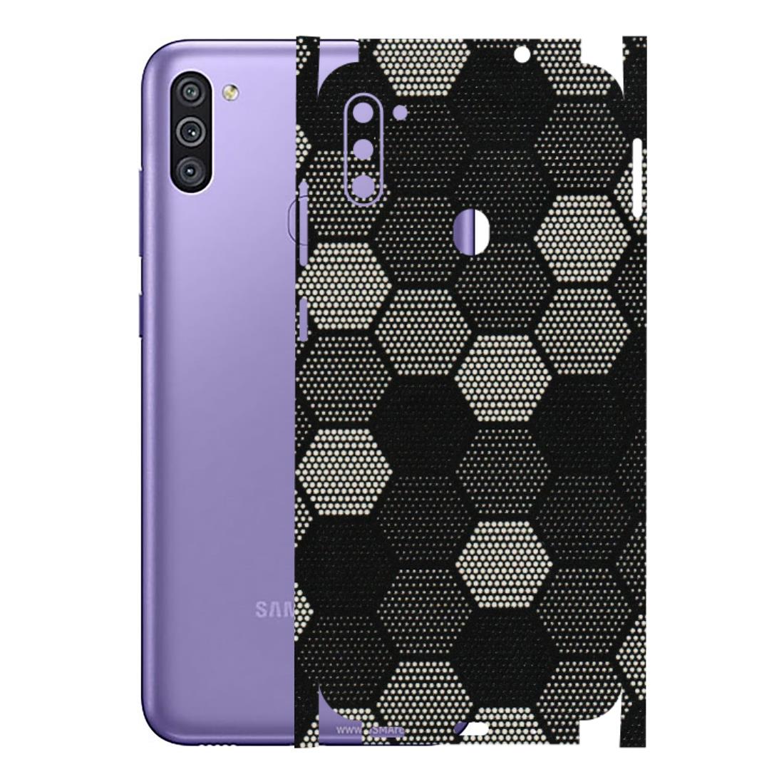 Samsung M/F/Note/Flip and C Phone Skins (All Models) - Black & White Dotted Honeycomb Texture - 3D Embossed Finish (L-202) Samsung Galaxy M11