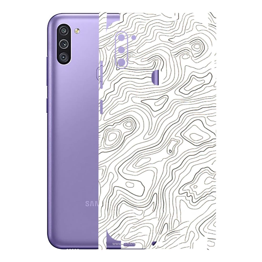 Samsung M/F/Note/Flip and C Phone Skins (All Models) - White Black Swirls - 3D Embossed Finish (L-219) Samsung Galaxy M11