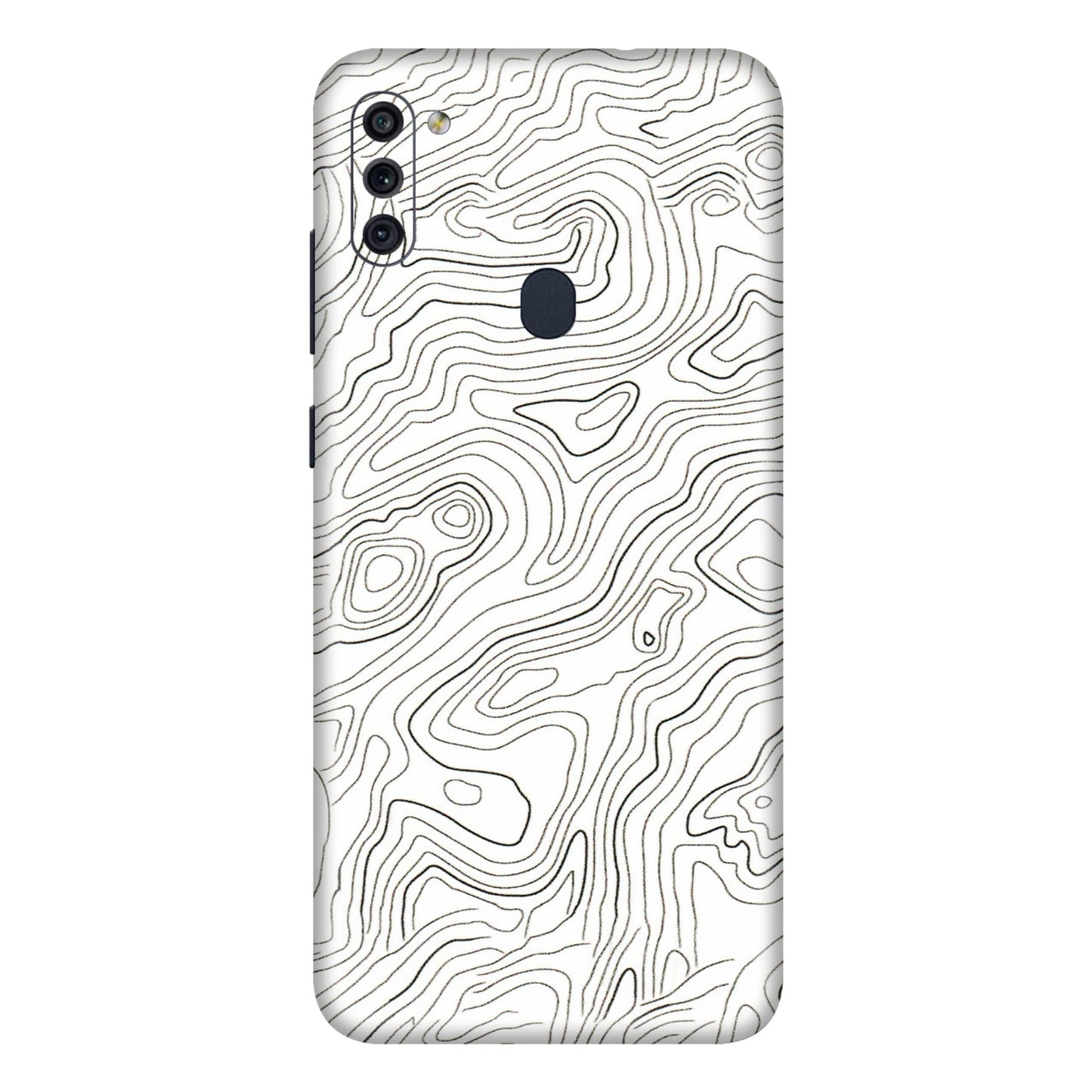Samsung M/F/Note/Flip and C Phone Skins (All Models) - White Black Swirls - 3D Embossed Finish (L-219) Samsung Galaxy M11