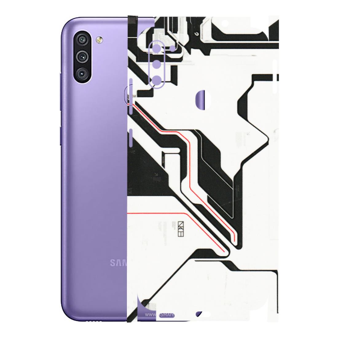 Samsung M/F/Note/Flip and C Phone Skins (All Models) - White Techy Logo - 3D Embossed Finish (L-312) Samsung Galaxy M11