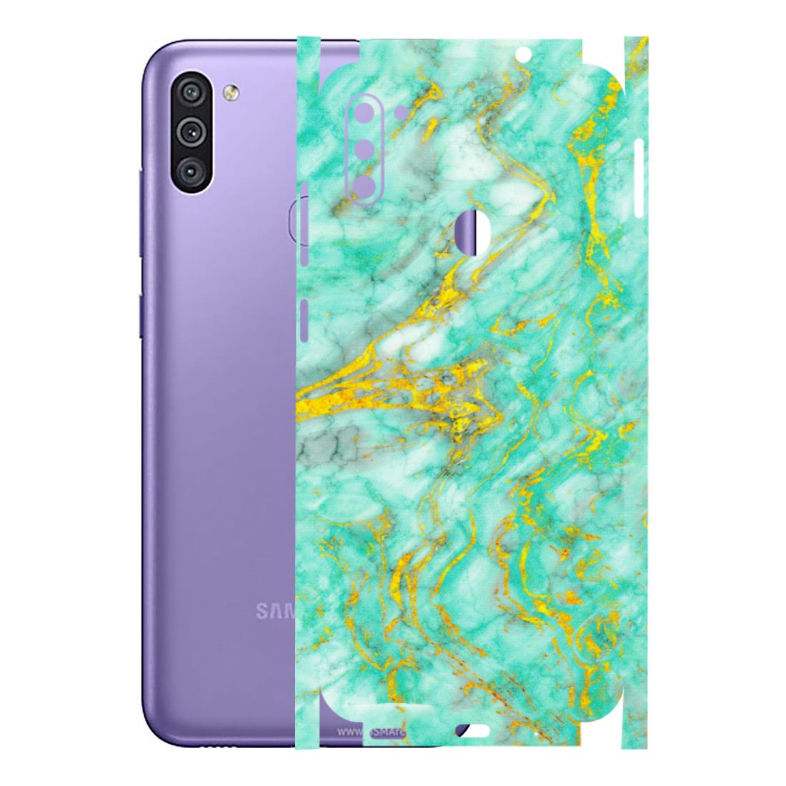 Samsung M/F/Note/Flip and C Phone Skins (All Models) - Green And Gold Marble Feel - Matte Finish (M-16) Samsung Galaxy M11