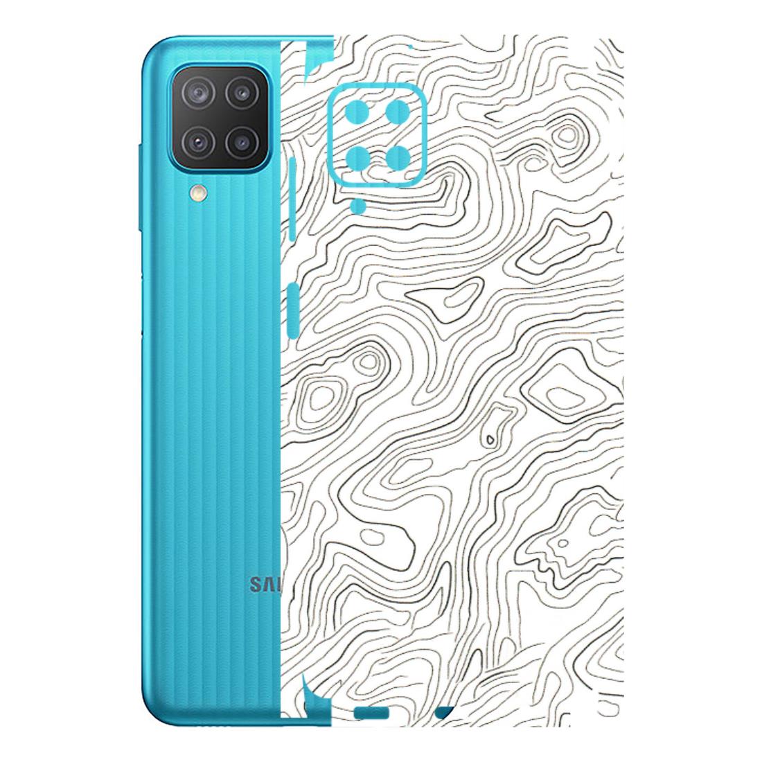 Samsung M/F/Note/Flip and C Phone Skins (All Models) - White Black Swirls - 3D Embossed Finish (L-219) Samsung Galaxy M12