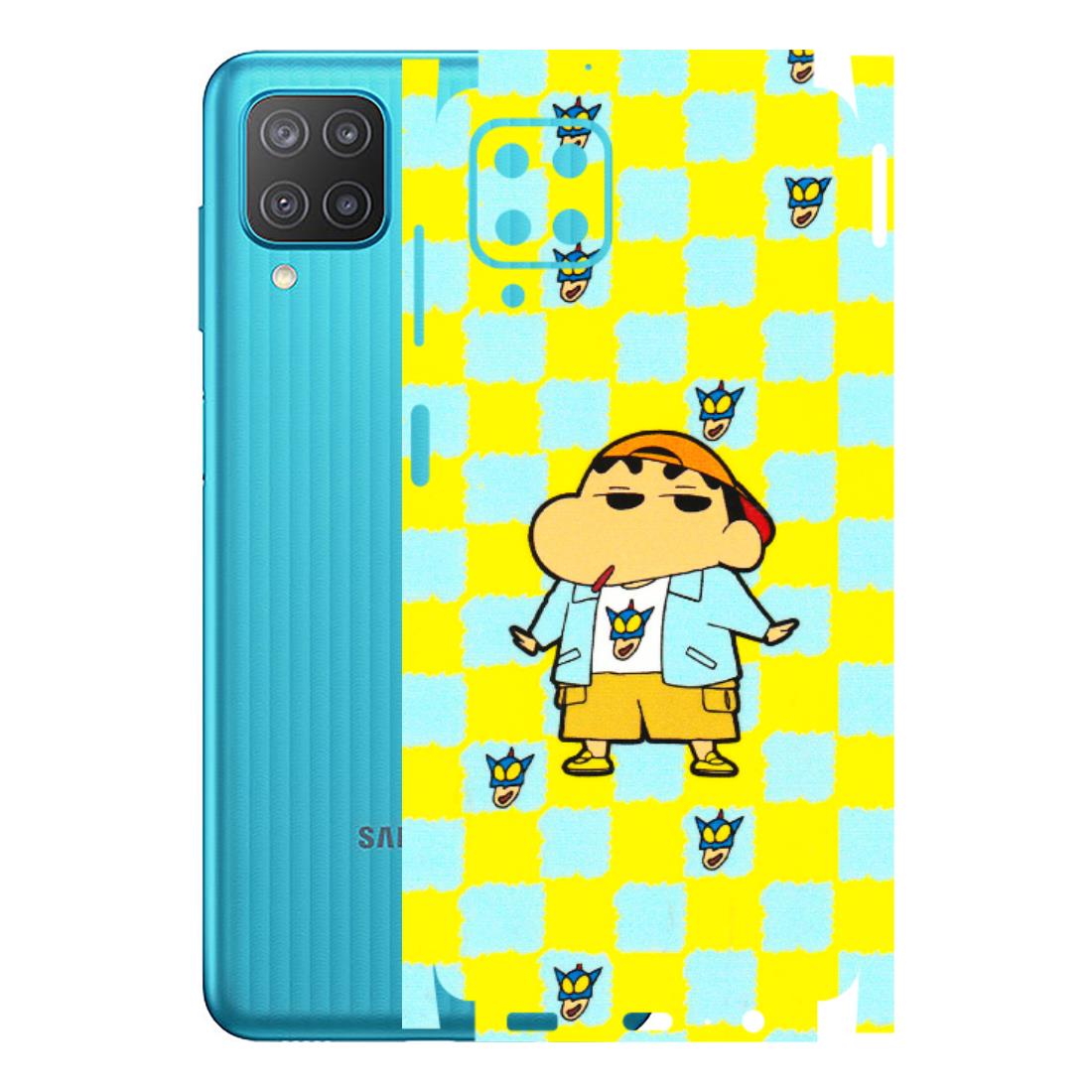 Samsung M/F/Note/Flip and C Phone Skins (All Models) - Yellow Blue Shinchan Cute - 3D Embossed Finish (L-221) Samsung Galaxy M12