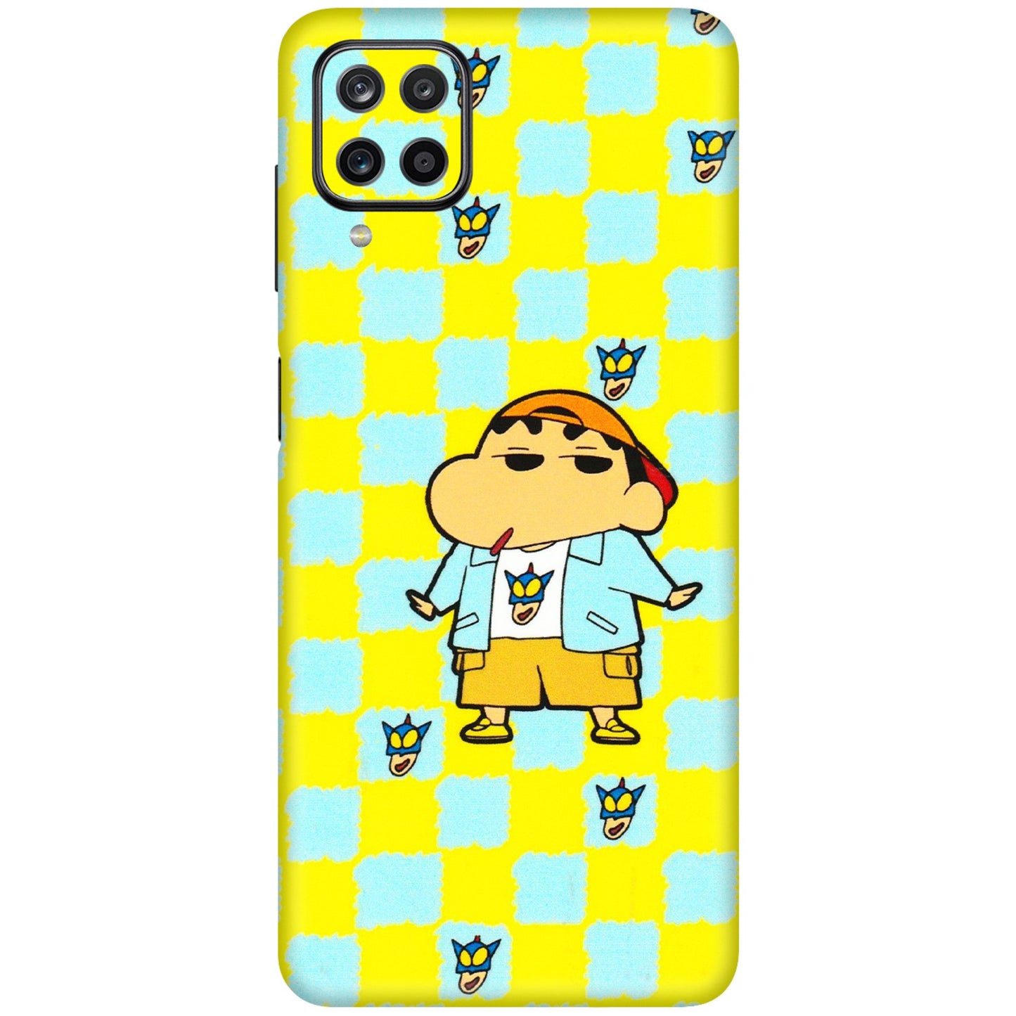 Samsung M/F/Note/Flip and C Phone Skins (All Models) - Yellow Blue Shinchan Cute - 3D Embossed Finish (L-221) Samsung Galaxy M12