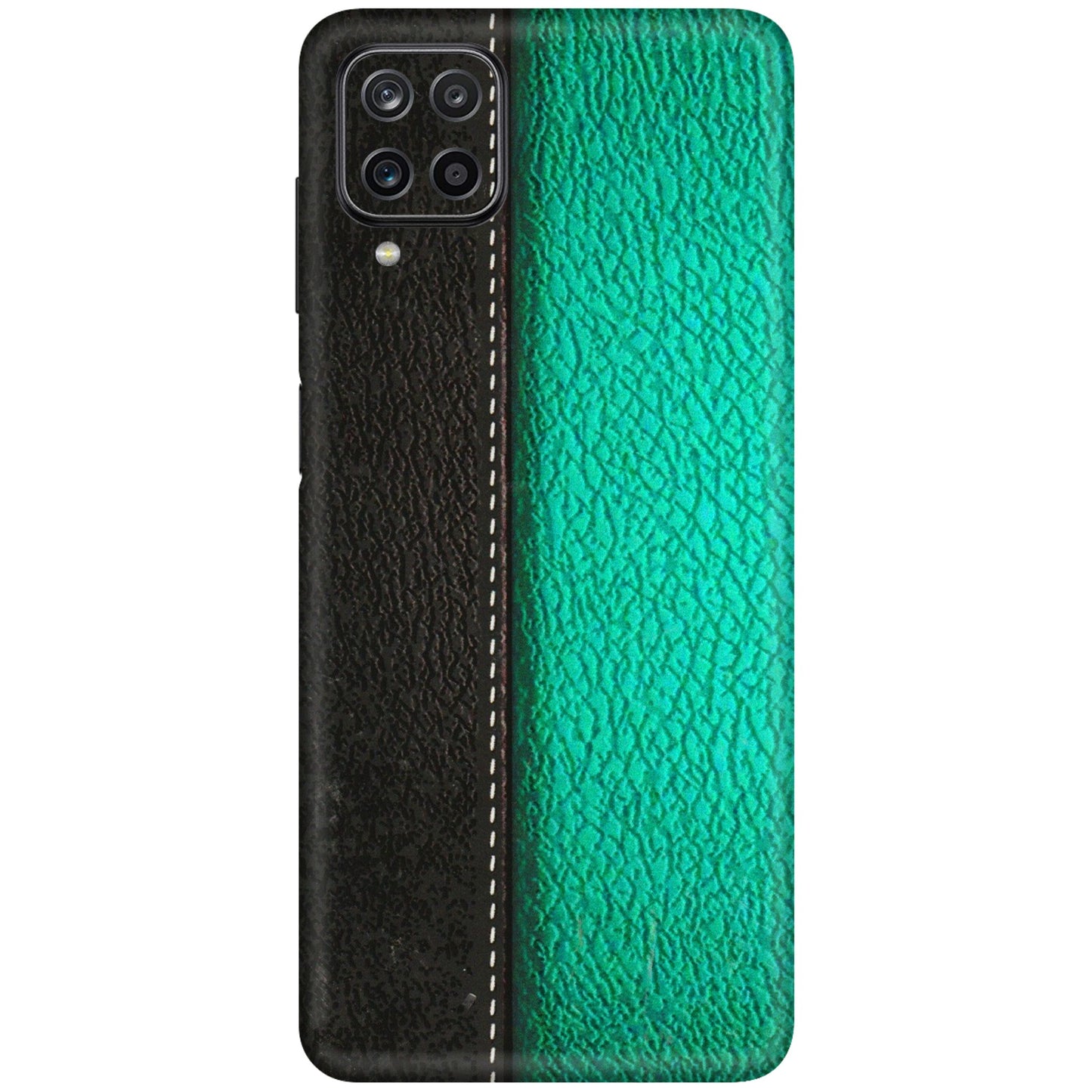 Samsung M/F/Note/Flip and C Phone Skins (All Models) - Black Green Dual Leather Stich - 3D Embossed Finish (L-233) Samsung Galaxy M12
