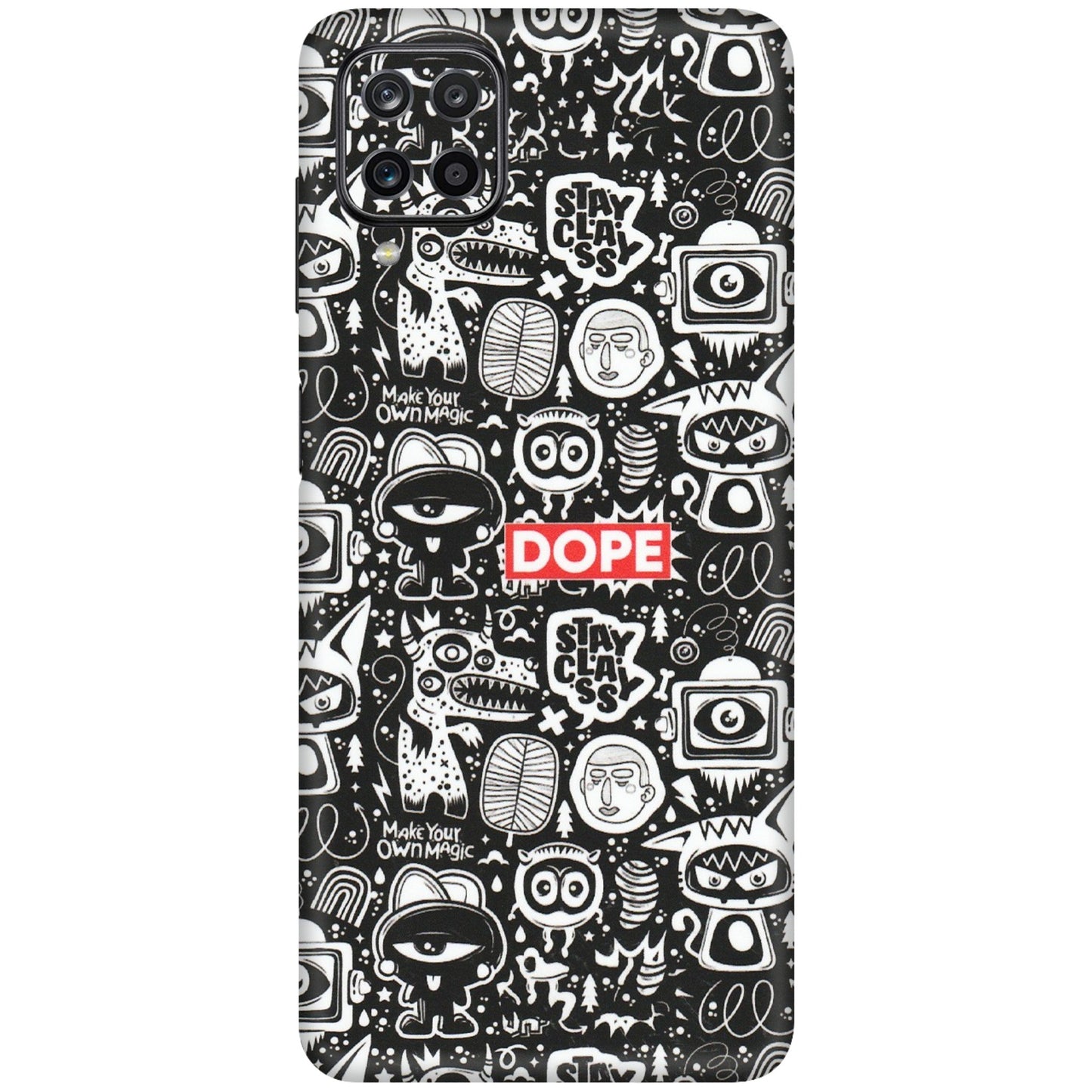 Samsung M/F/Note/Flip and C Phone Skins (All Models) - Dope Stay Classy Black Doodles - Matte Finish (M-126) Samsung Galaxy M12