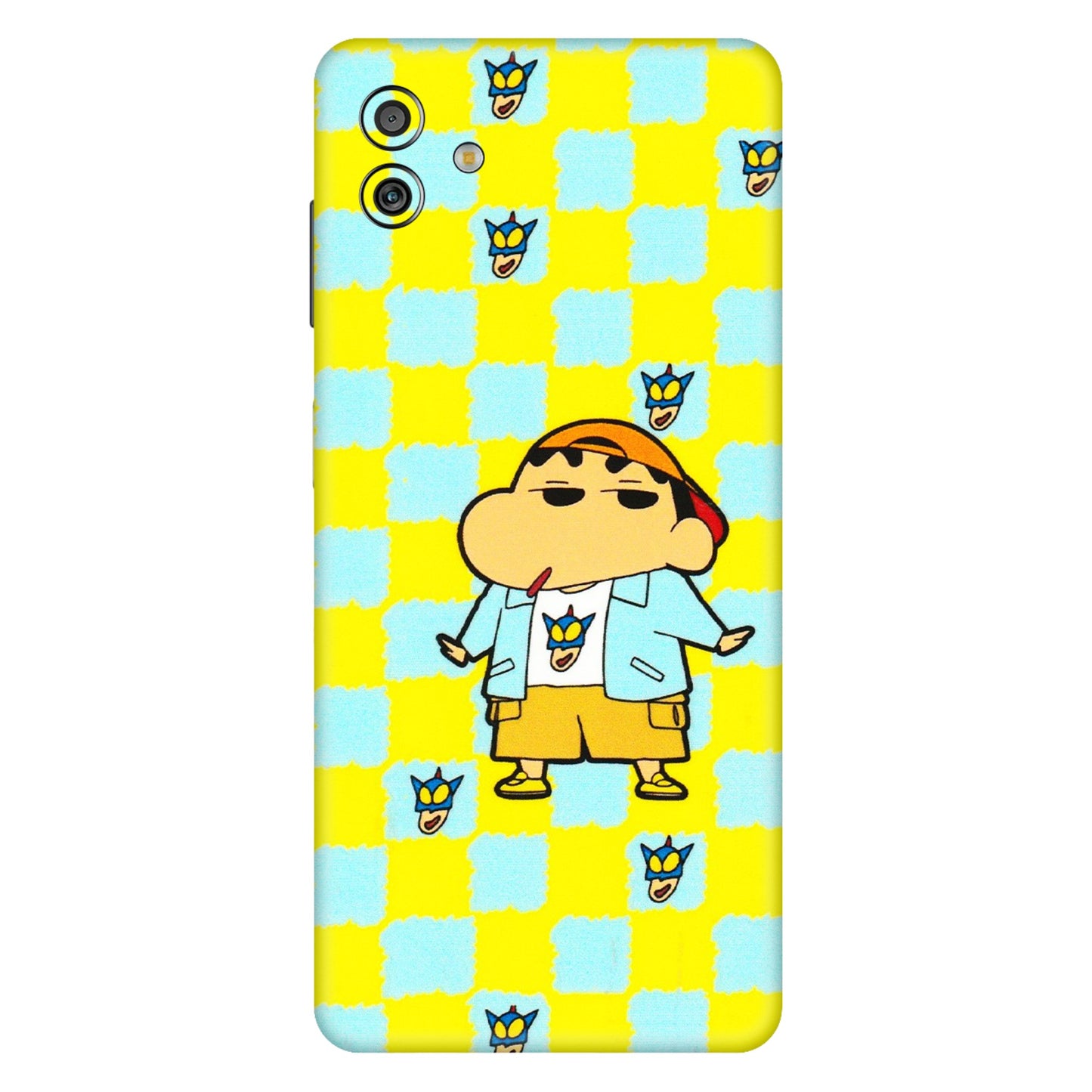 Samsung M/F/Note/Flip and C Phone Skins (All Models) - Yellow Blue Shinchan Cute - 3D Embossed Finish (L-221) Samsung Galaxy M13 (5G)
