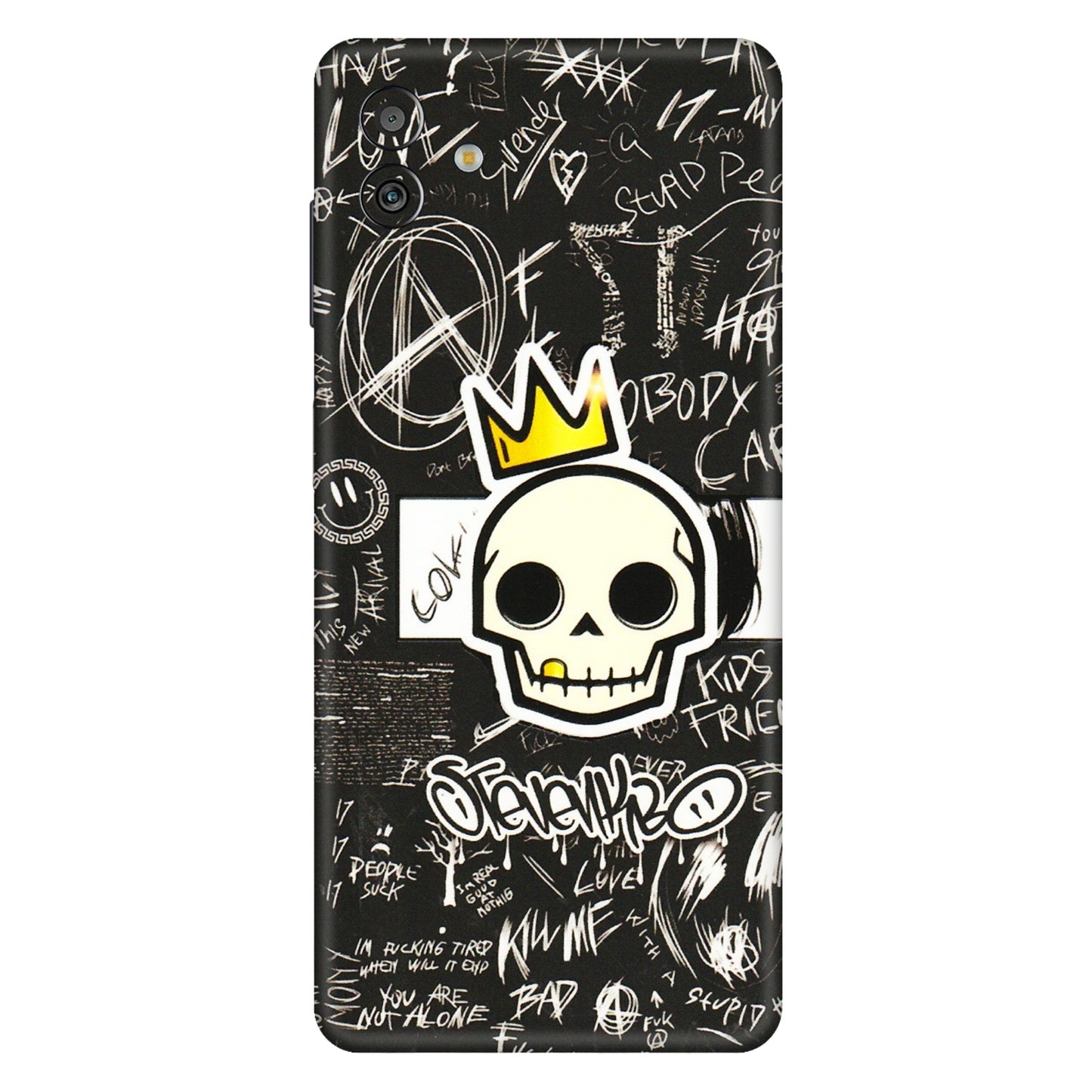 Samsung M/F/Note/Flip and C Phone Skins (All Models) - Funny Skull Black Chalk Grafitti - 3D Embossed Finish (L-22) Samsung Galaxy M13 (5G)
