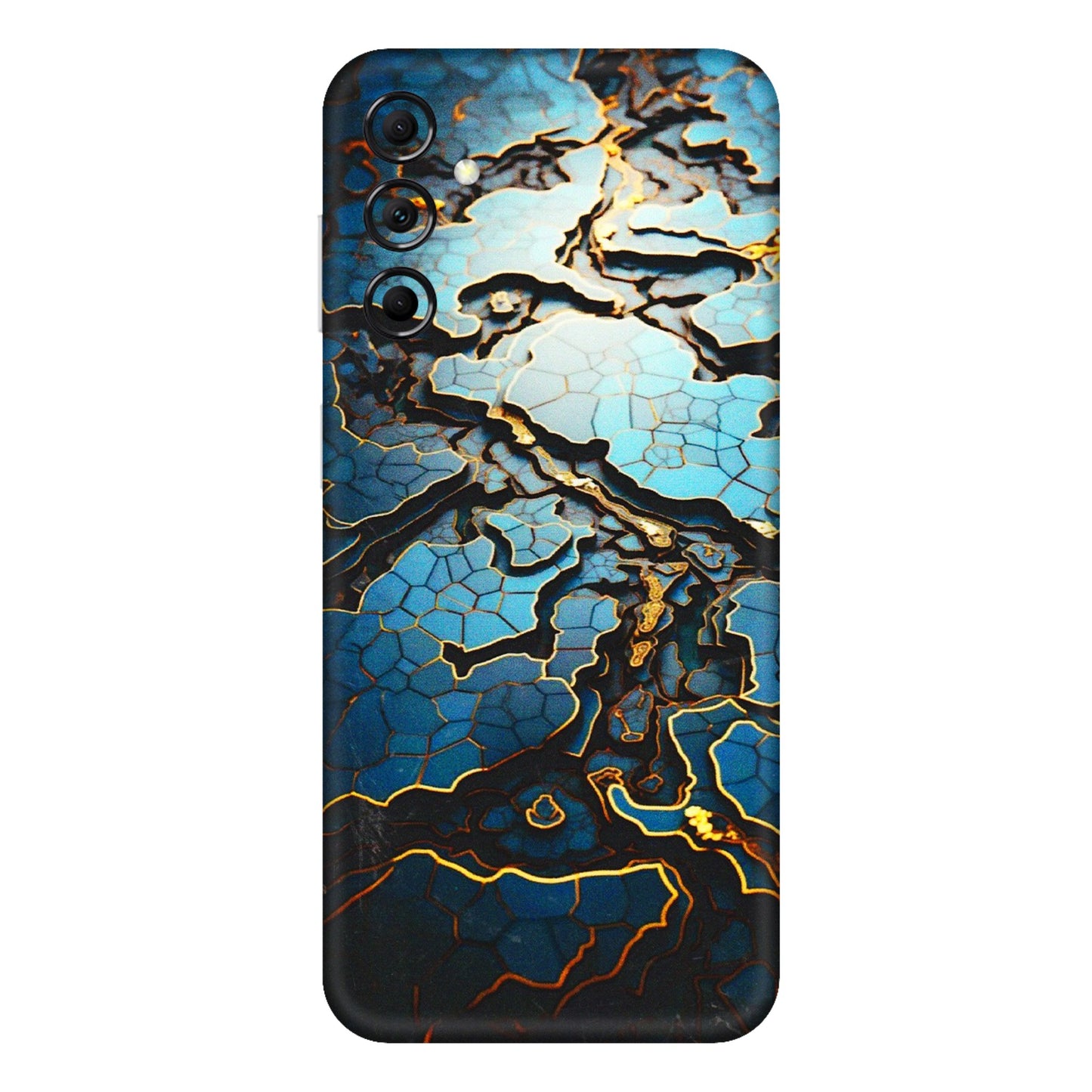 Samsung M/F/Note/Flip and C Phone Skins (All Models) - Blue Gold Abstract - 3D Embossed Finish (L-11) Samsung Galaxy M14 (5G)