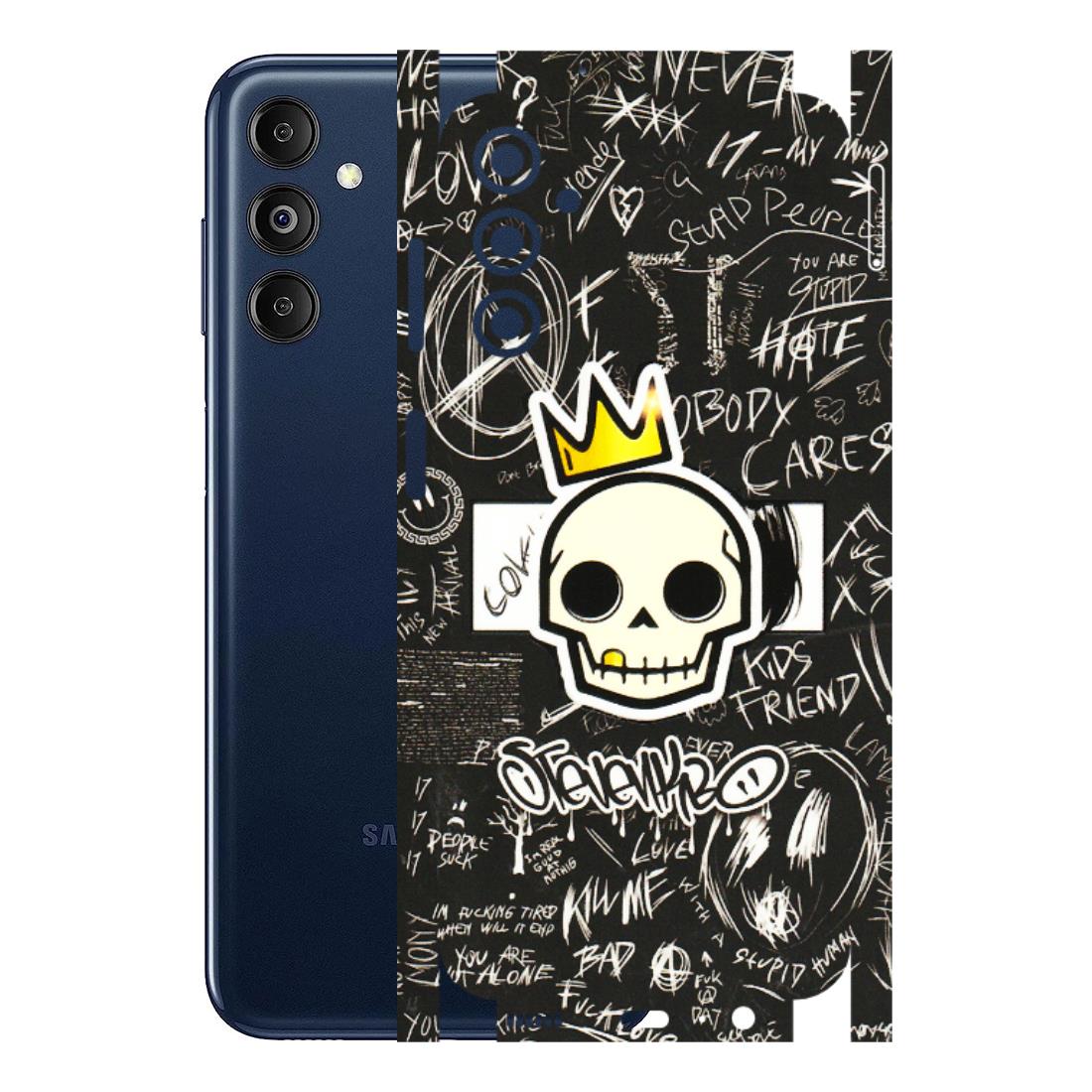 Samsung M/F/Note/Flip and C Phone Skins (All Models) - Funny Skull Black Chalk Grafitti - 3D Embossed Finish (L-22) Samsung Galaxy M14 (5G)