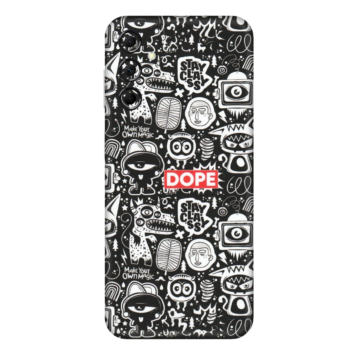 Samsung M/F/Note/Flip and C Phone Skins (All Models) - Dope Stay Classy Black Doodles - Matte Finish (M-126) Samsung Galaxy M14 (5G)