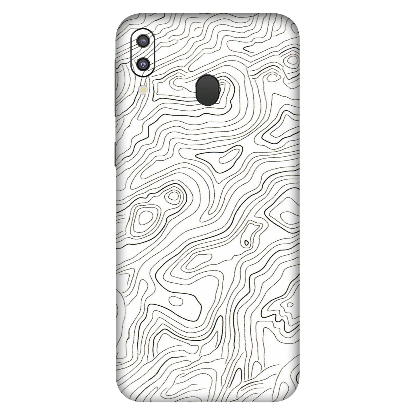 Samsung M/F/Note/Flip and C Phone Skins (All Models) - White Black Swirls - 3D Embossed Finish (L-219) Samsung Galaxy M20