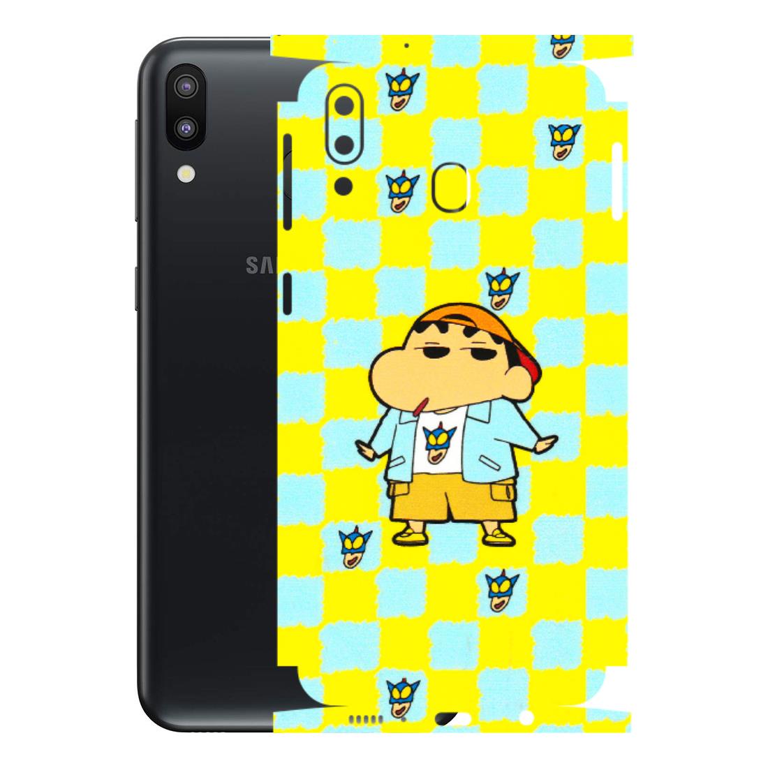 Samsung M/F/Note/Flip and C Phone Skins (All Models) - Yellow Blue Shinchan Cute - 3D Embossed Finish (L-221) Samsung Galaxy M20