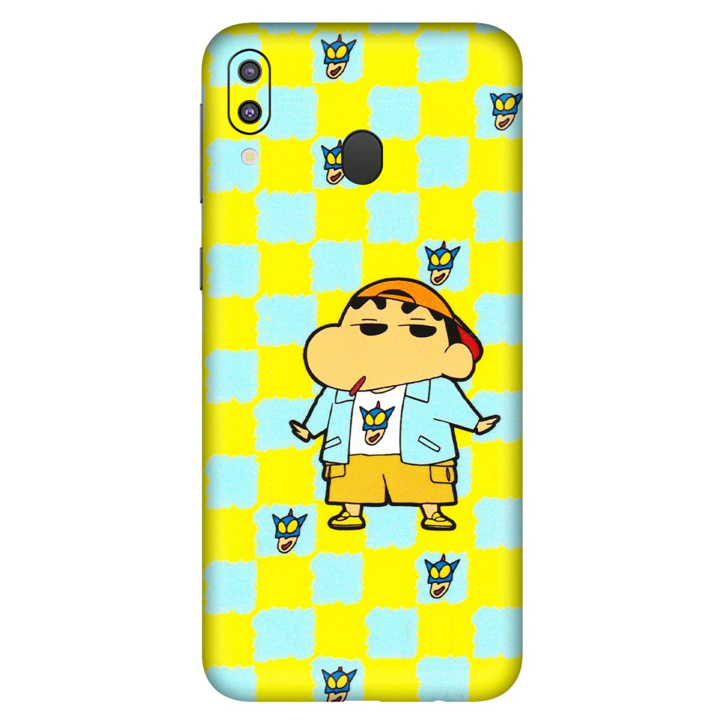 Samsung M/F/Note/Flip and C Phone Skins (All Models) - Yellow Blue Shinchan Cute - 3D Embossed Finish (L-221) Samsung Galaxy M20