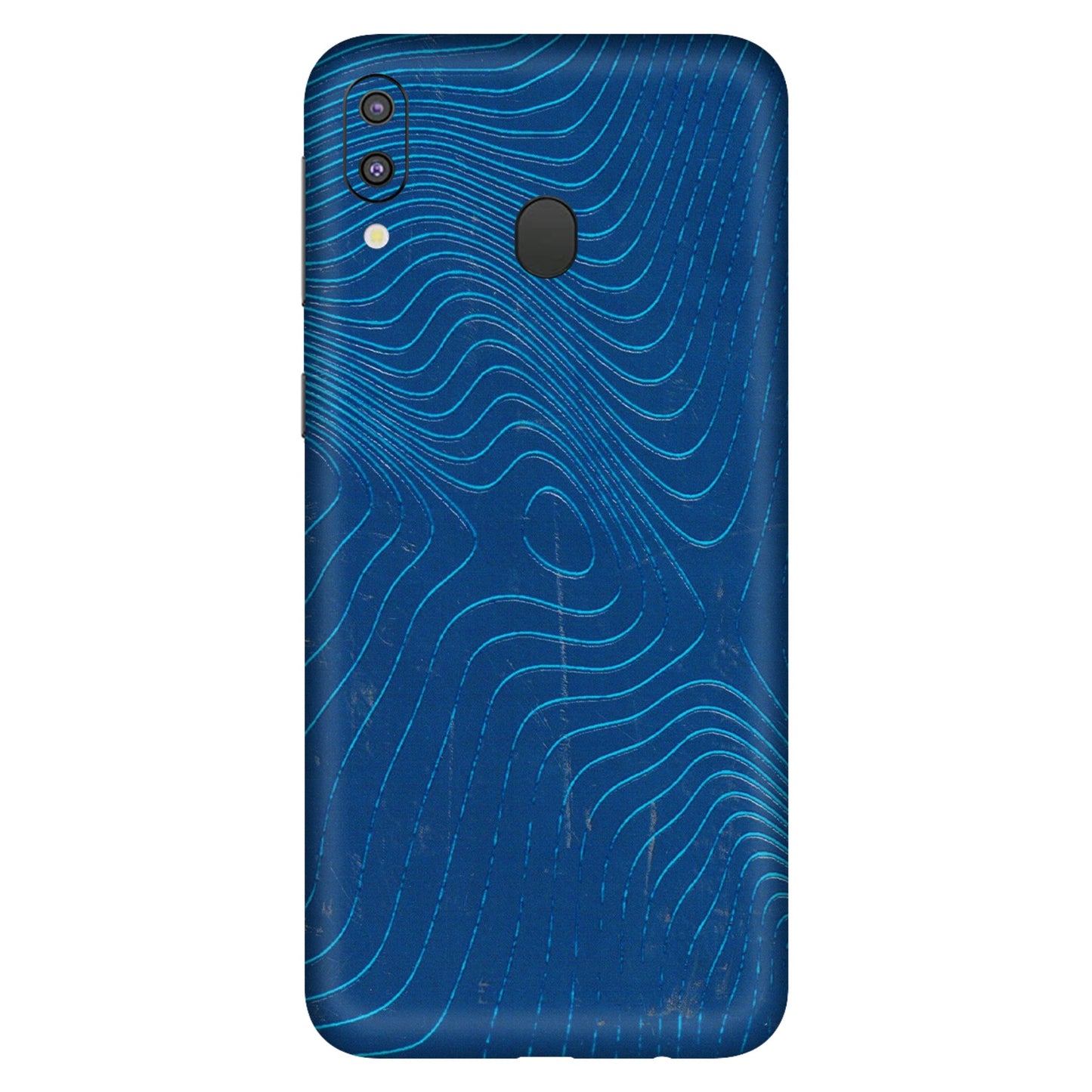 Samsung M/F/Note/Flip and C Phone Skins (All Models) - Abstract Blue Line Map - 3D Embossed Finish (L-272) Samsung Galaxy M20