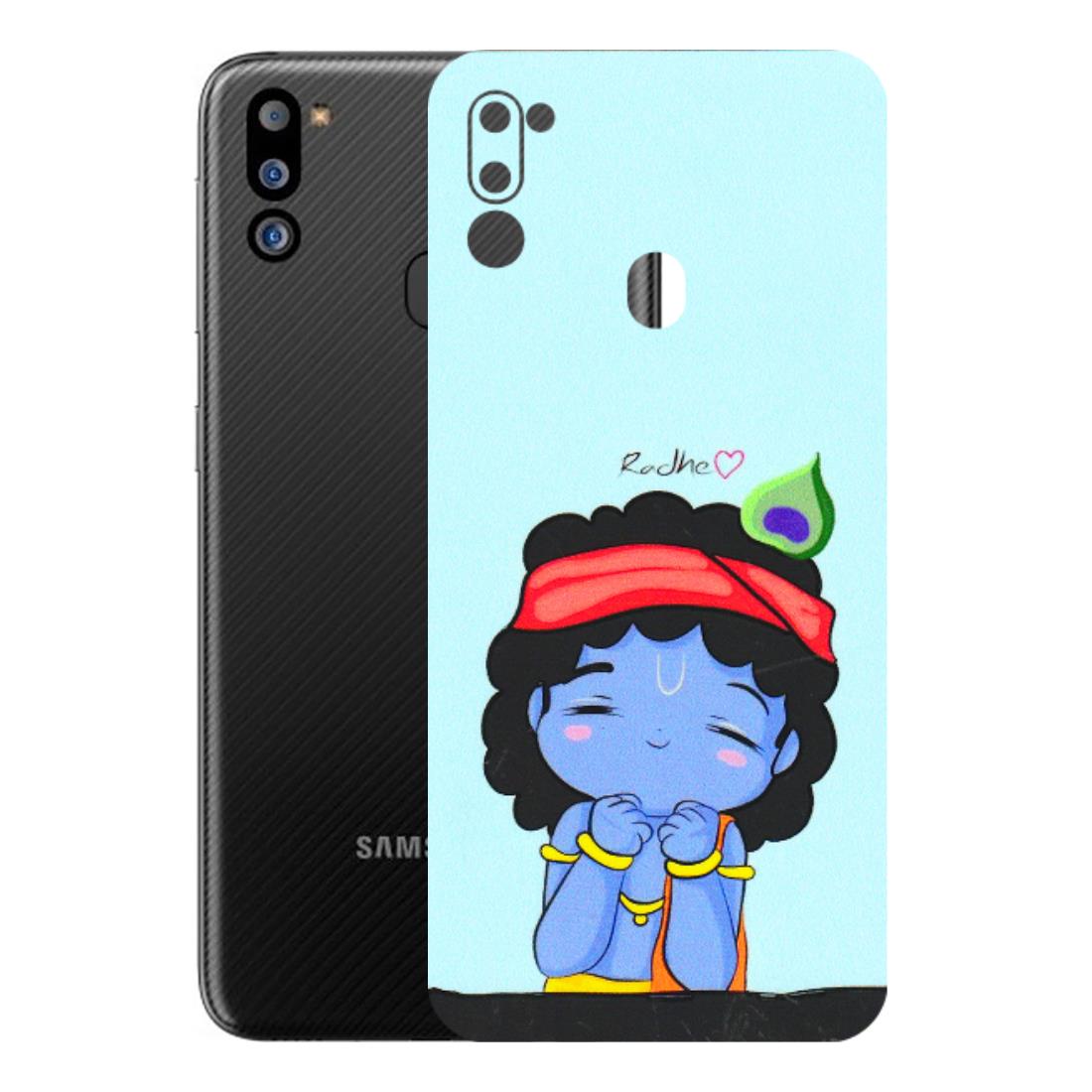 Samsung M/F/Note/Flip and C Phone Skins (All Models) - Radhe Radhe Cute Toon - 3D Embossed Finish (L-05) Samsung Galaxy M21 2021