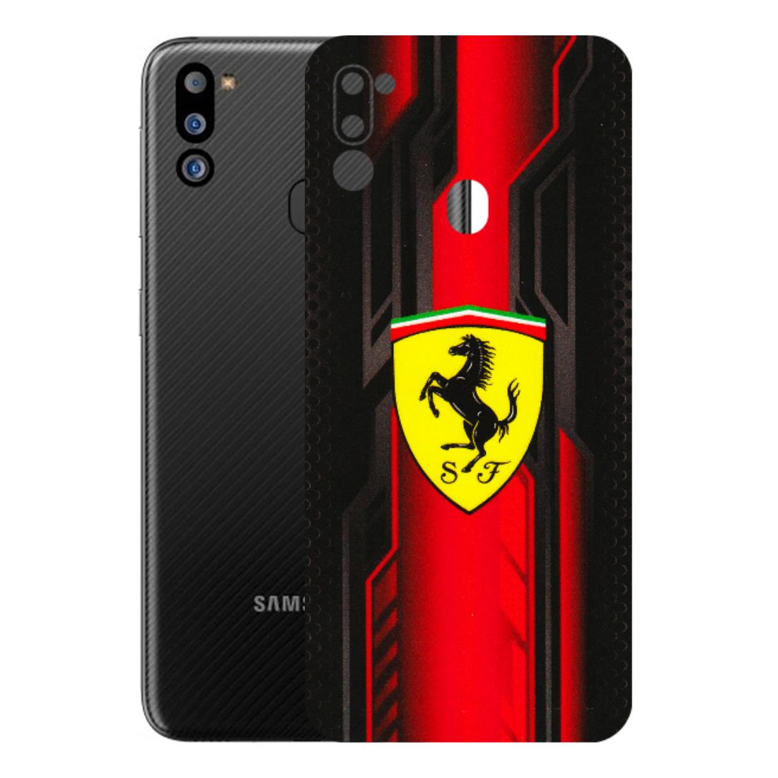 Samsung M/F/Note/Flip and C Phone Skins (All Models) - Black Ferrari Logo - 3D Embossed Finish (L-253) Samsung Galaxy M21 2021