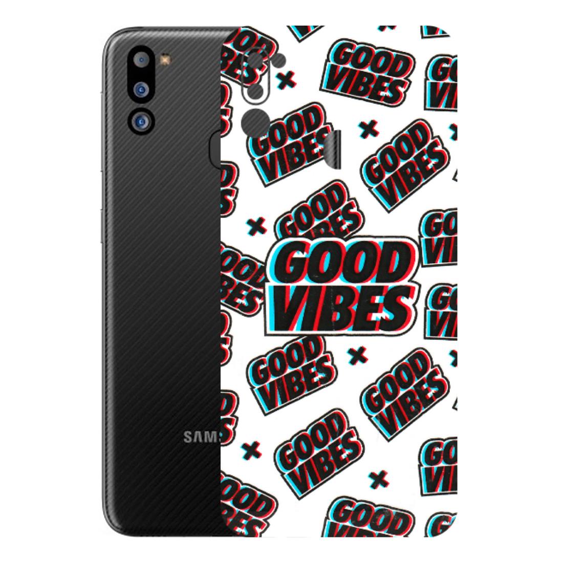 Samsung M/F/Note/Flip and C Phone Skins (All Models) - Good Vibes - 3D Embossed Finish (L-282) Samsung Galaxy M21 2021