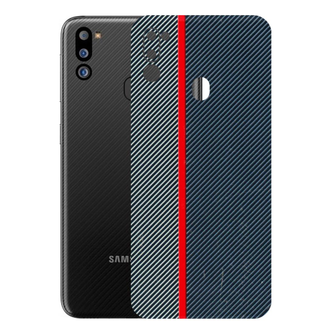 Samsung M/F/Note/Flip and C Phone Skins (All Models) - Blue Sober Lines - 3D Embossed Finish (L-305) Samsung Galaxy M21 2021
